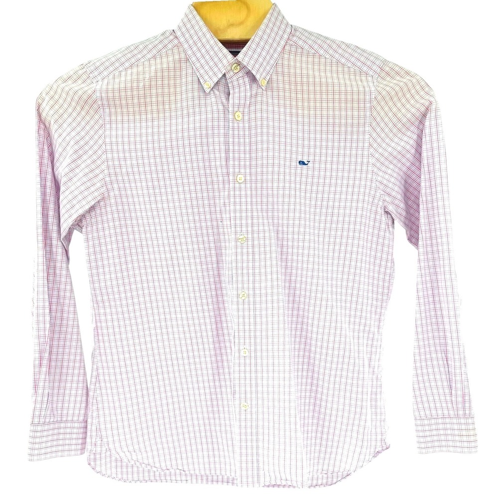 Vineyard Vines (Red/Blue Tattersall) Collegiate Button Down Shirt Mens Medium